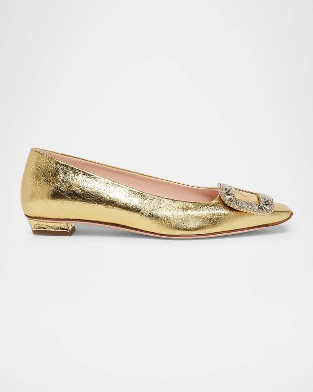Grommettine Metallic Buckle Ballerina Flats